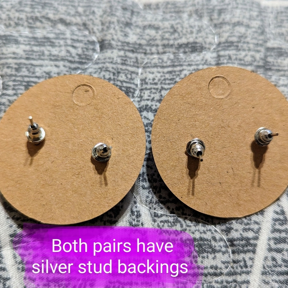 2 pairs of stud earrings, NWOT, beautiful fashion, costume earrings - Picture 3 of 5